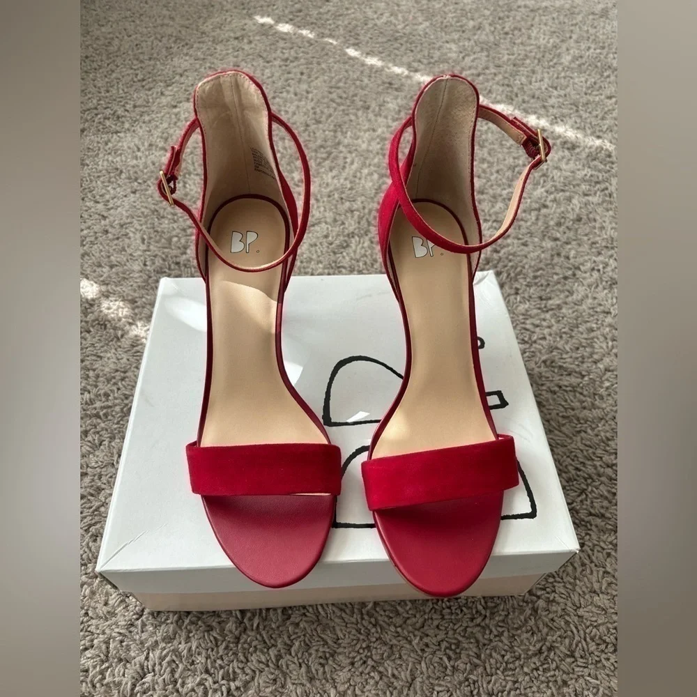 New BP. Red Suede Ankle Strap Heels Size 8